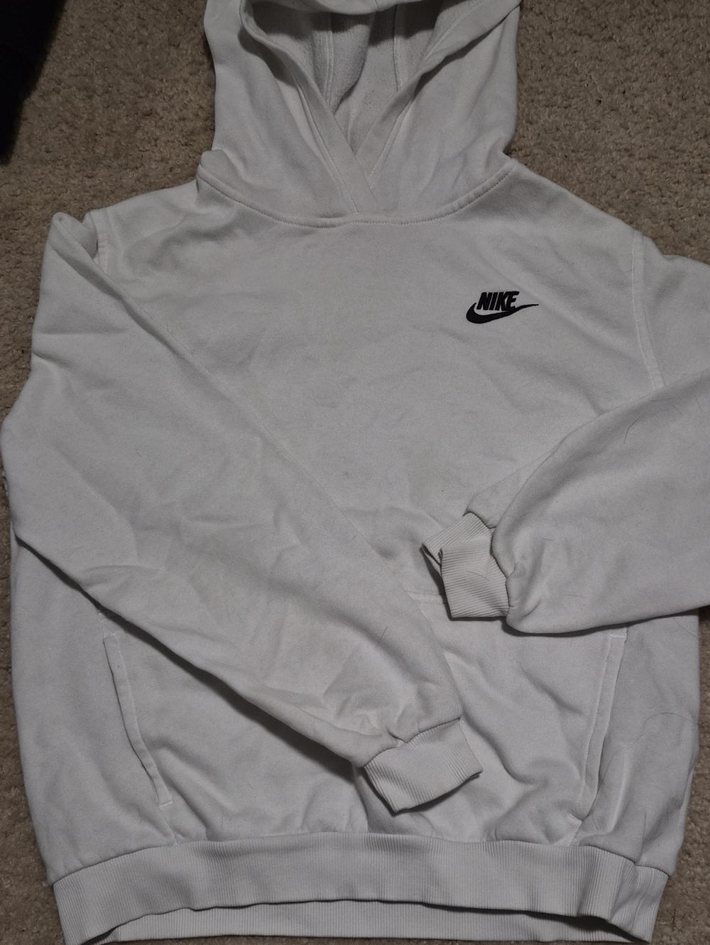 Nike Men’s(Youth) White Pullover Hoodie Sweatshirt